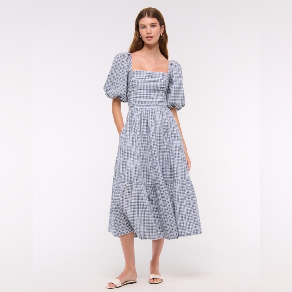 The A&F Emerson Linen-Blend Puff
Sleeve Midi Dress size med petite - Picture 2 of 8